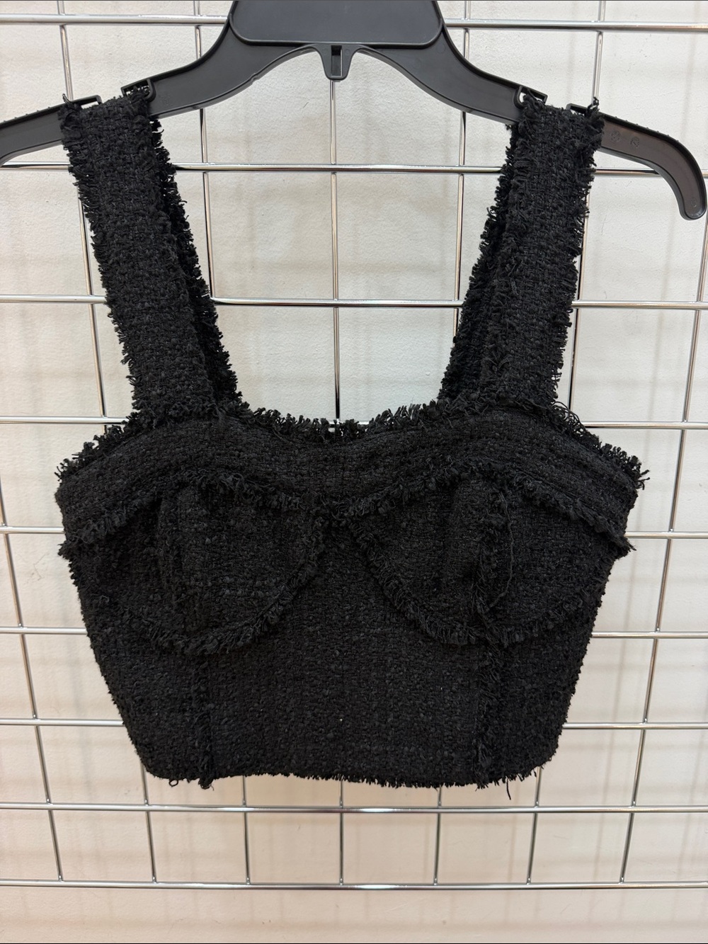 Black Boucle Cropped Bustier